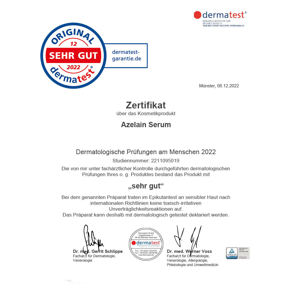 Zertifikat Azelain Serum JUNGLÜCK