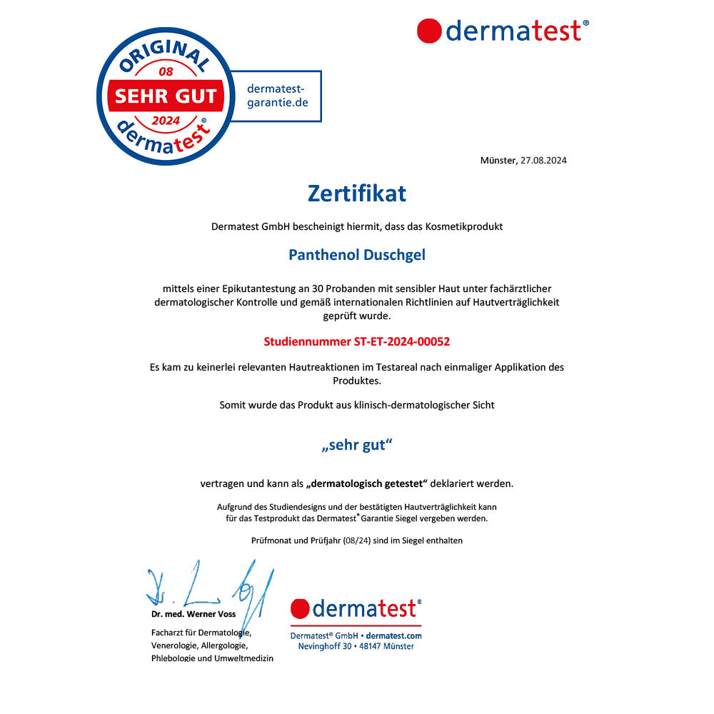 Certificaat Panthenol Douchegel JUNGLÜCK