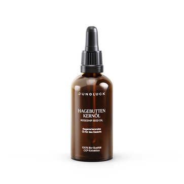 Junglück Rozenbottelzaadolie in amberkleurige glazen fles 