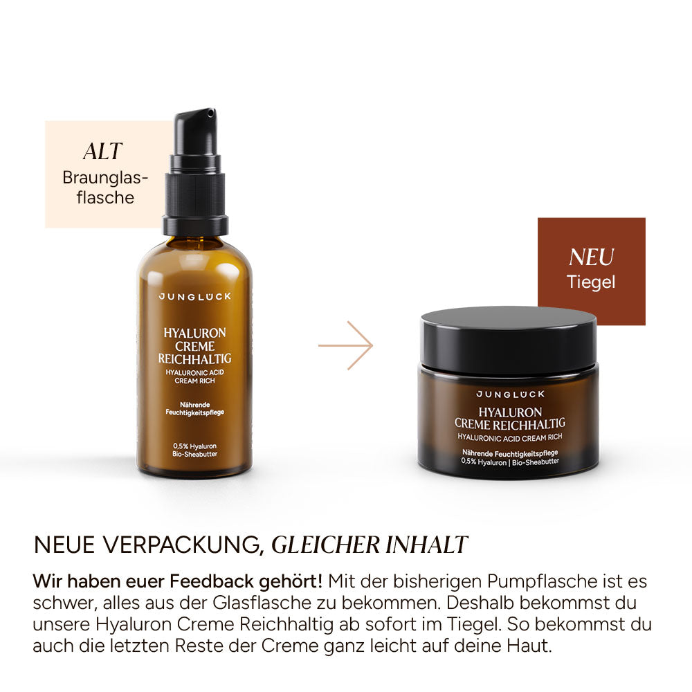 Junglück Hyaluron Creme Reichhaltig Packmittel Umstellung
