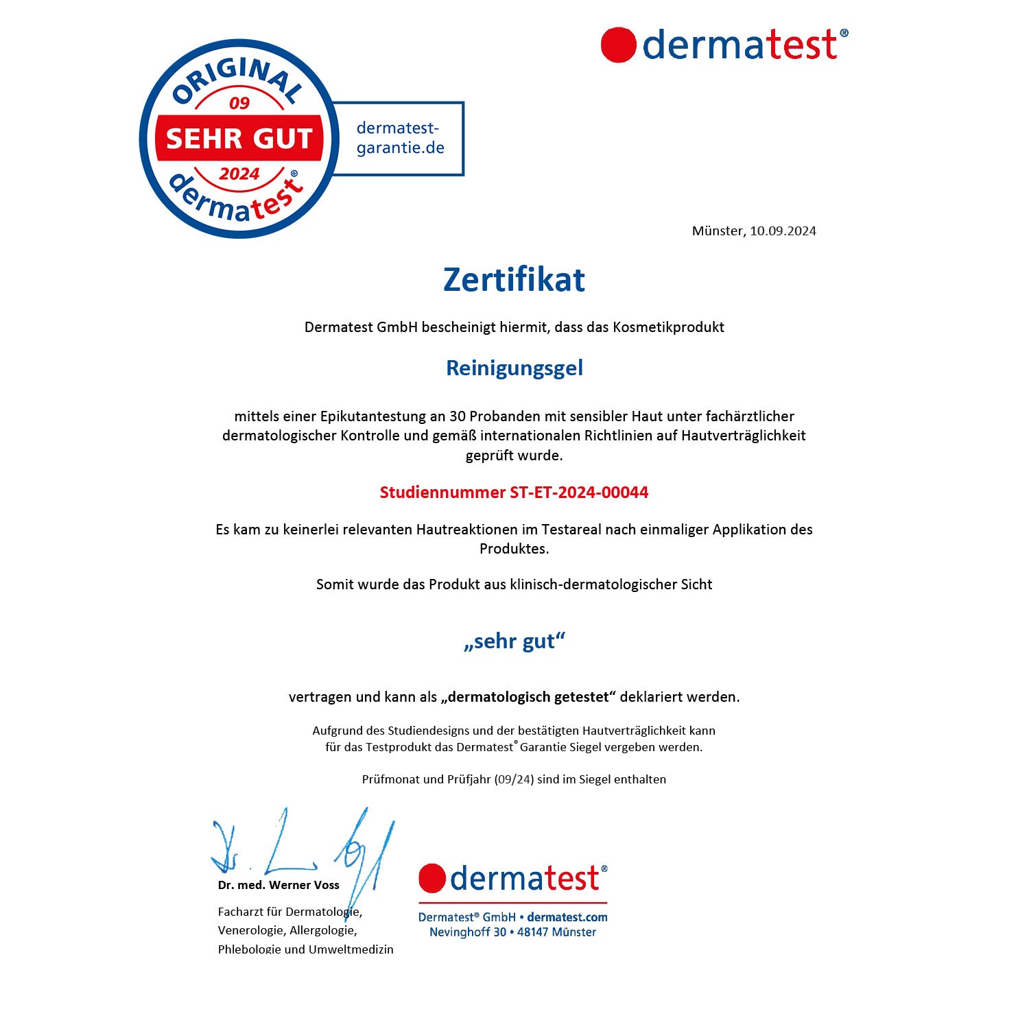 Reinigingsgel JUNGLÜCK certificaat