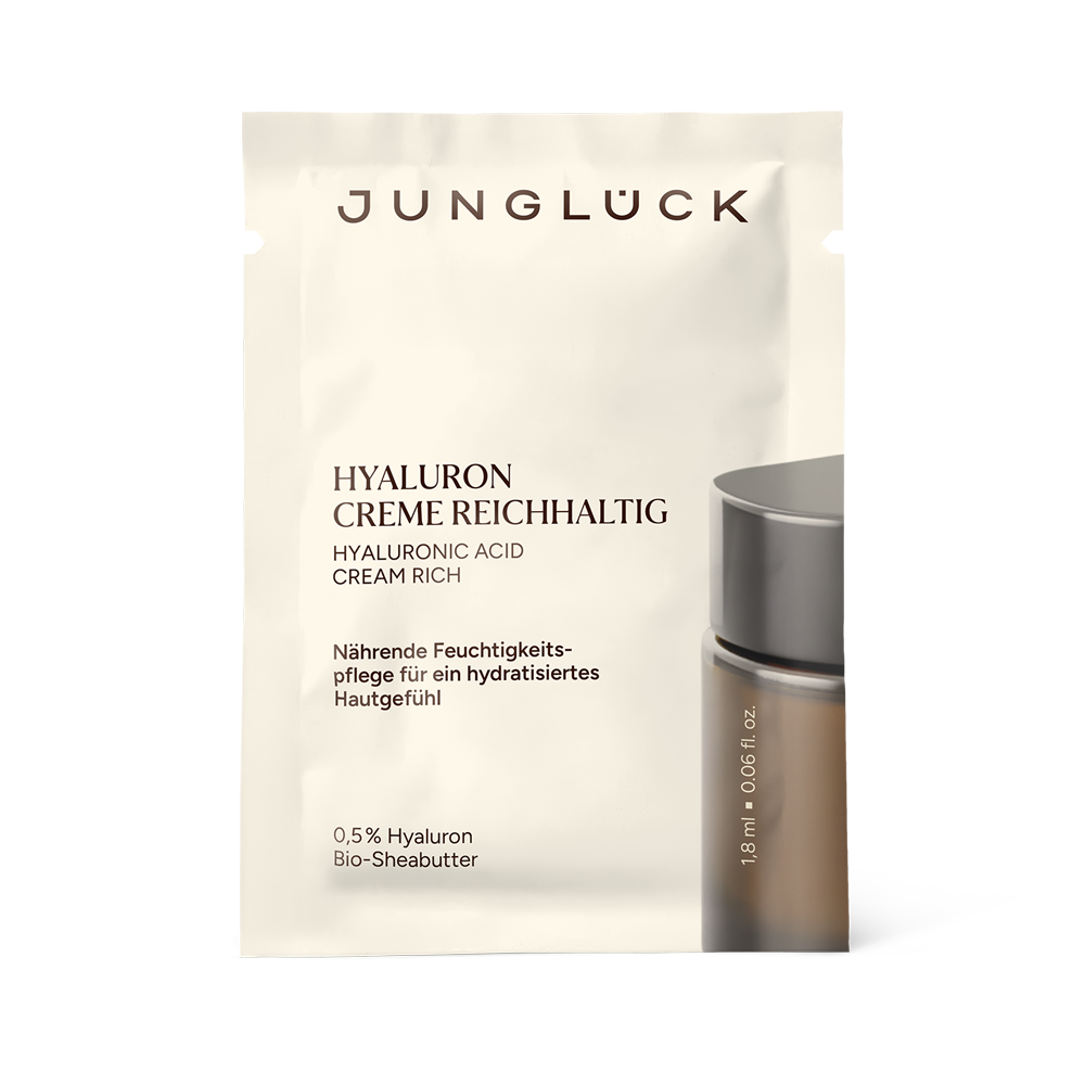 Junglück Creme all'acido ialuronico Creme , bustina con flacone contagocce in vetro contenente 1,8 ml Sieri.