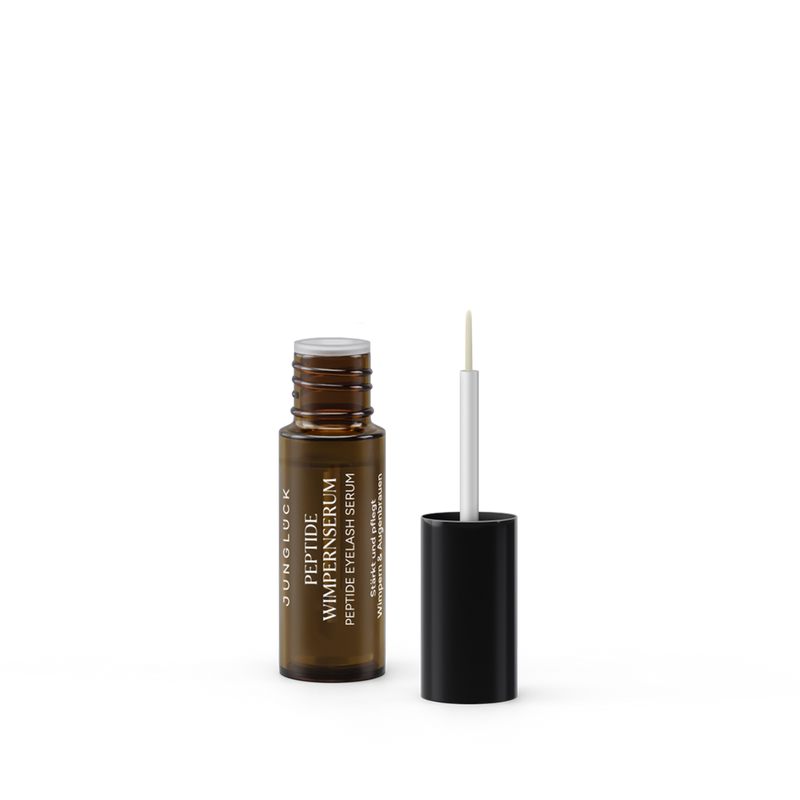 Braunglasflasche mit Peptide W Impernserum, schwarzem Applikator und hochwertigen Details.