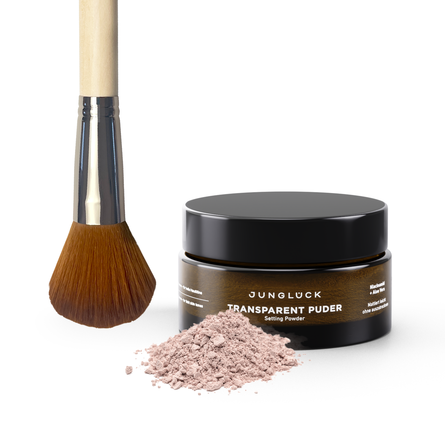 Transparent powder + brush combo set / Tinted care JUNGLÜCK Rosé